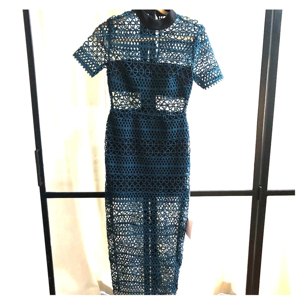 NWT Self Portrait column midi dress green US Sz 4